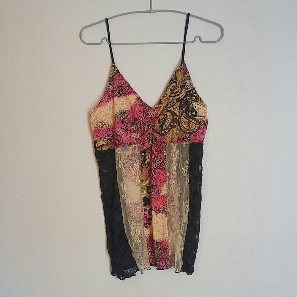 MKM DESIGNS PAISLEY & LACE TOP